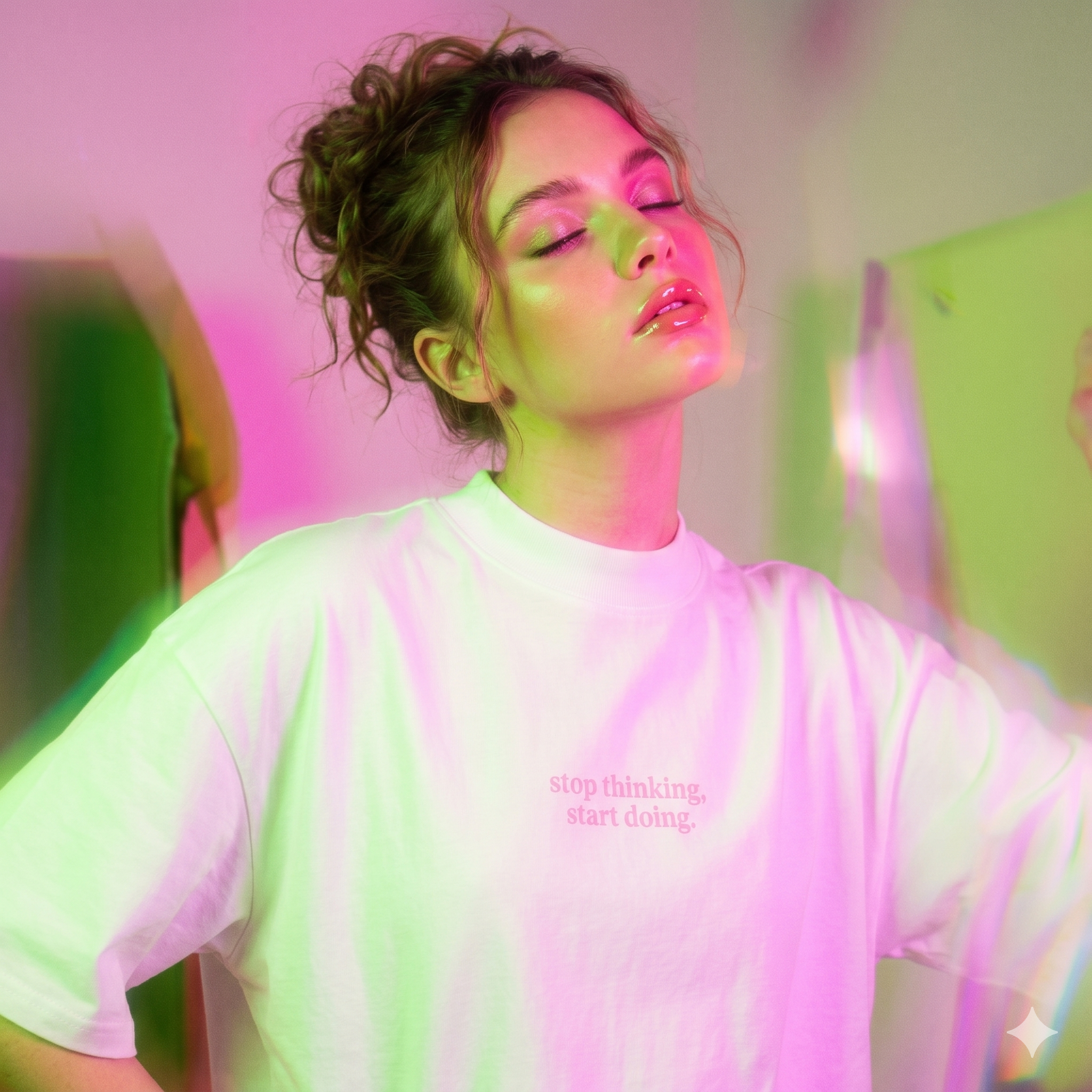 Stop Thinking Start Doing Slogan Oversize T-Shirt
