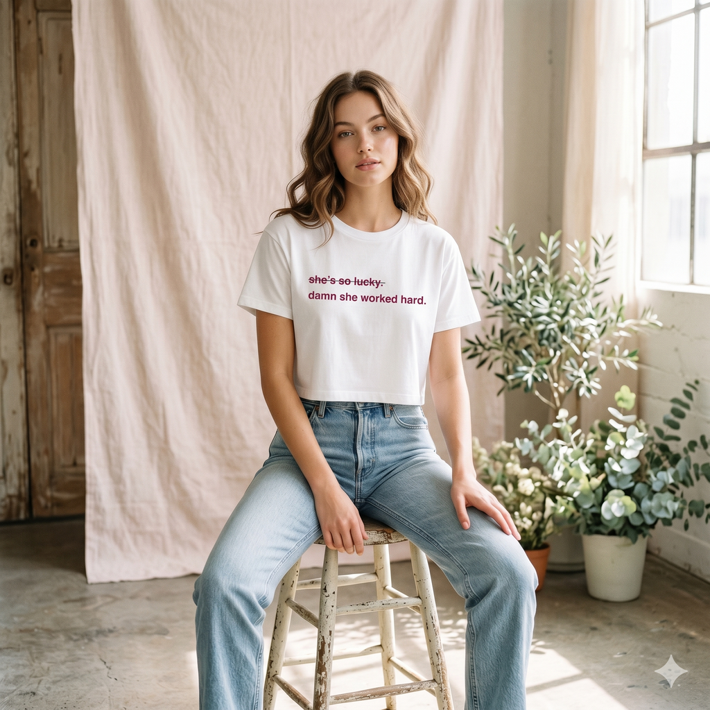 Damn She Worked Hard Print Slogan T-Shirt